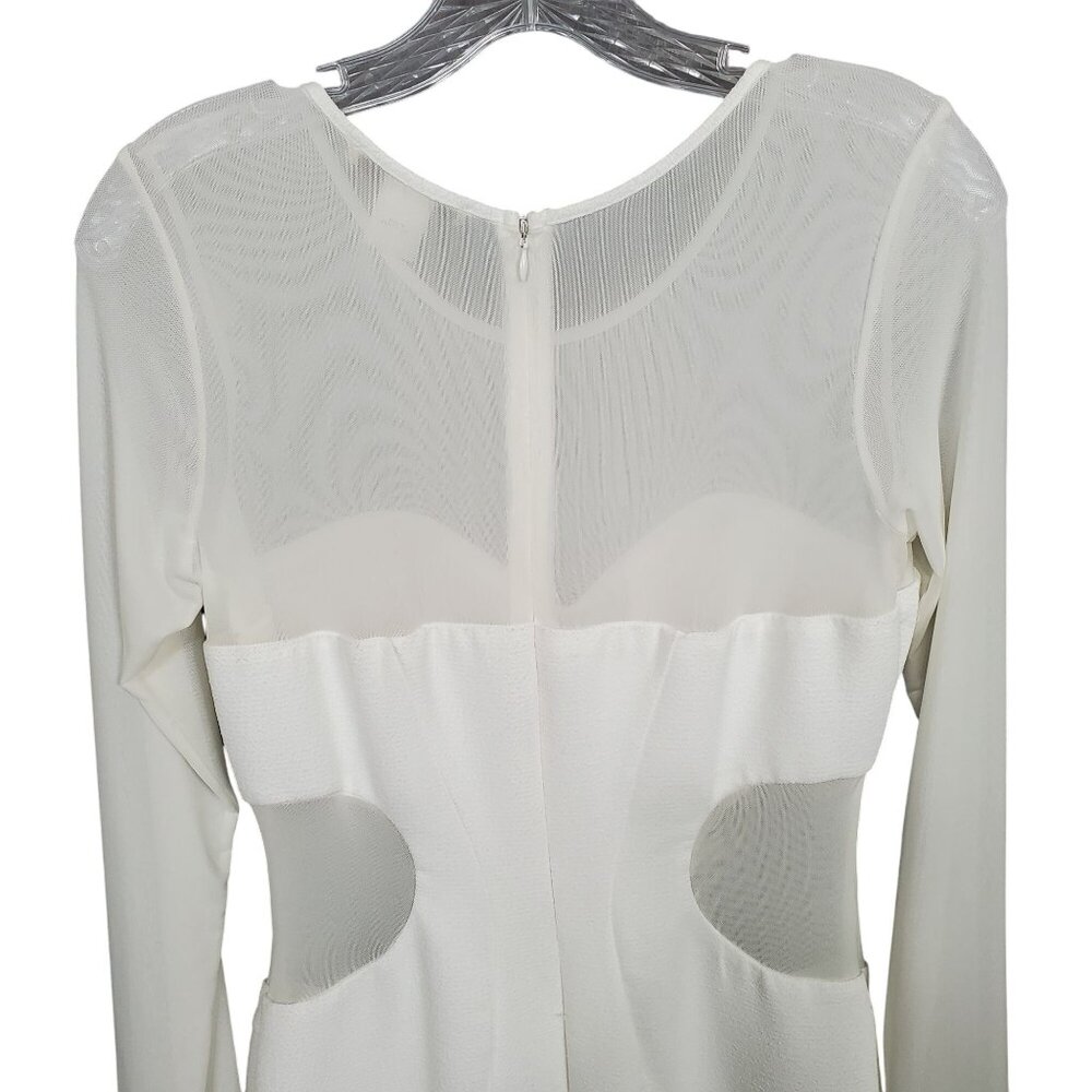 Vintage Arden B L Dress BodyCon Sheer Cut Out Long Sleeve Winter White Trendy - Picture 10 of 14